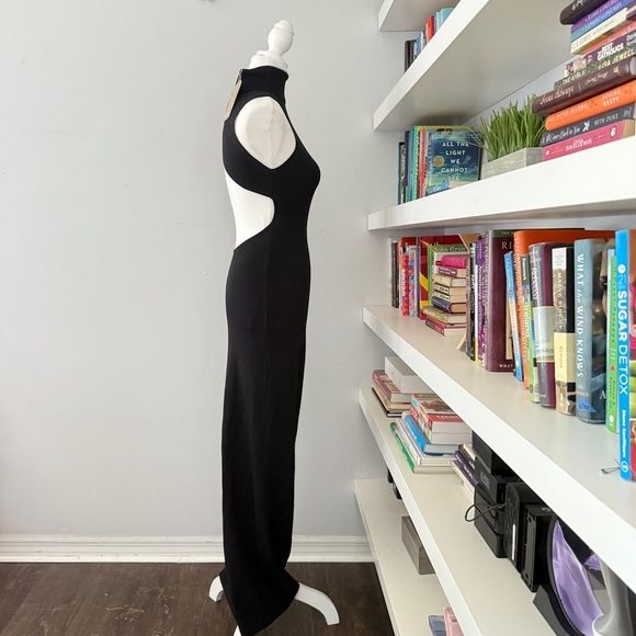 Meshki Louisa High Neck Knit Black Maxi Dress Backless Small - Picture 8 of 15